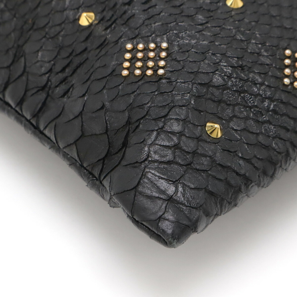 MCM clutch bag Shoulder studded python leather Bl… - image 3